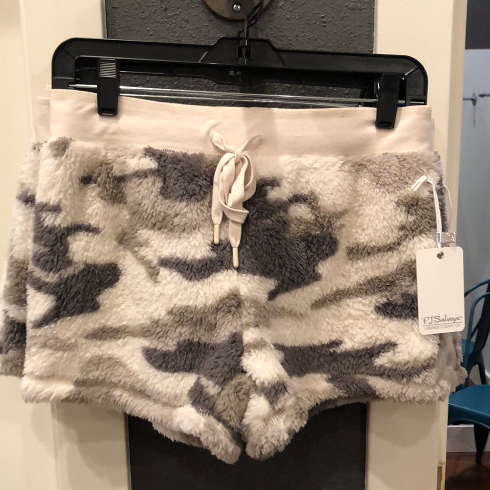 PJ Salvage Camo fuzzy fleece shorts